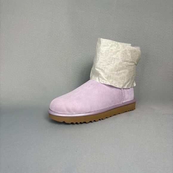 New Women's Sz 8 UGG Boots Bailey Bow Metallic LRFG Lavendar Fog Sold Out Rare! - Picture 6 of 12